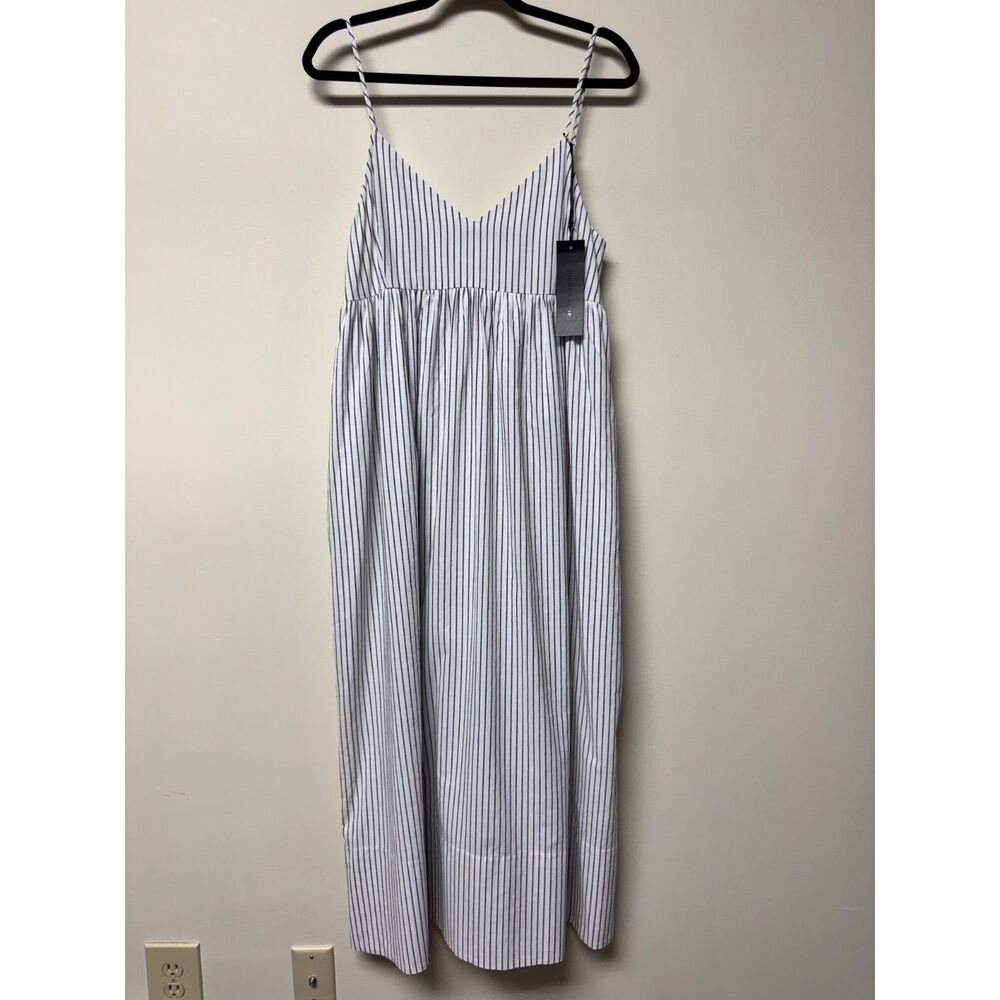 NWT - JENNI KAYNE Cove Maxi Dress White/Navy Stripes Lined Cotton, Sz S - Picture 3 of 15
